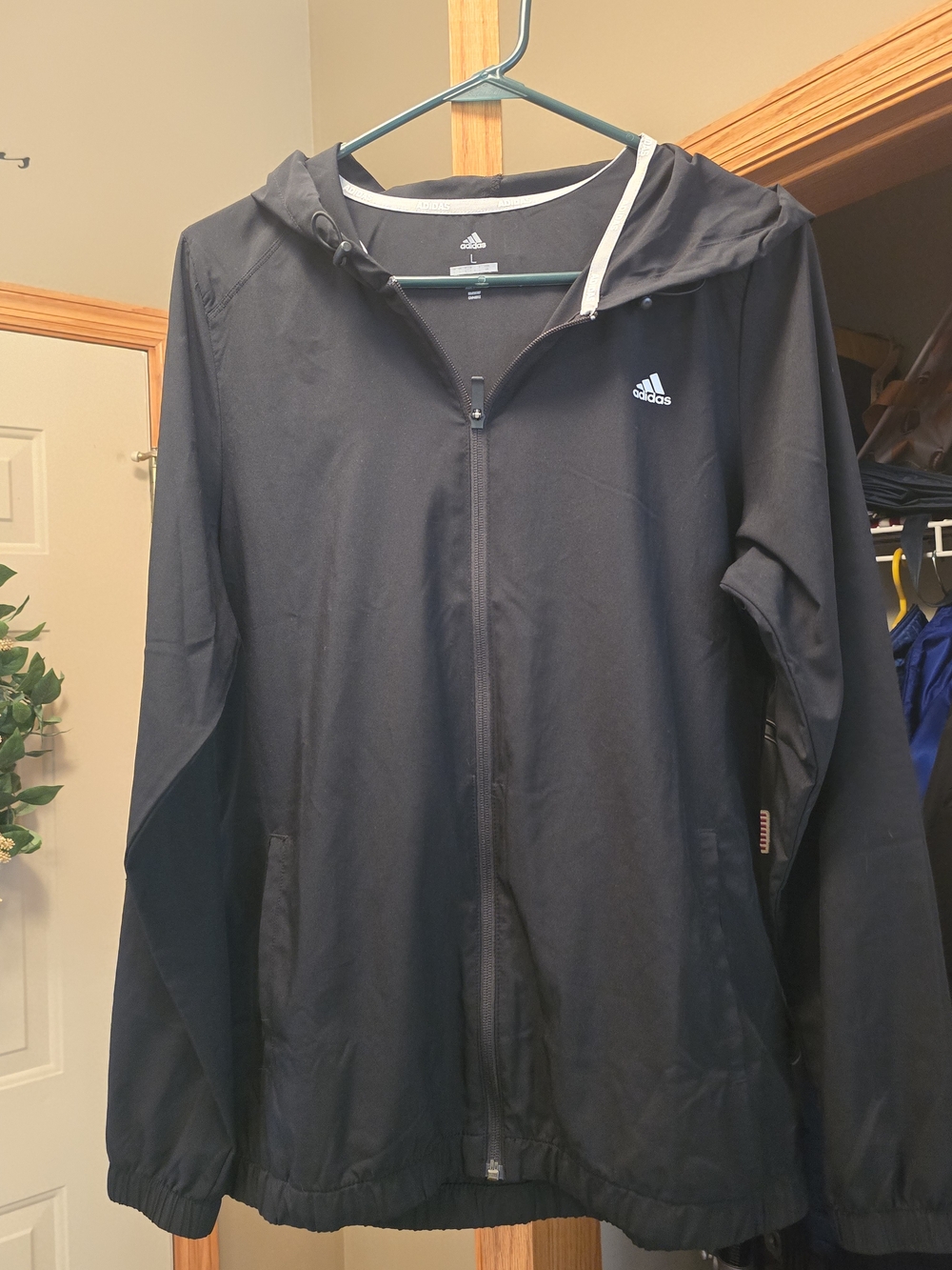 Misses adidas Black Hooded Windbreaker Jacket